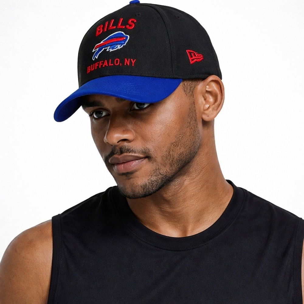 Buffalo‎ Bills New Era 39THIRTY NFL Draft Hat Cap M/L Black Blue NWT